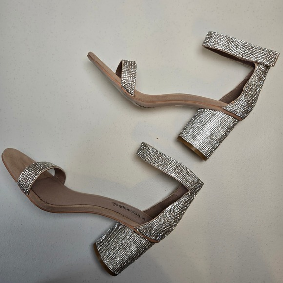 Jeffrey Campbell Laura Crystal Embellished Block Heeled Open Toe Sandal Size 7.5 - Picture 4 of 13